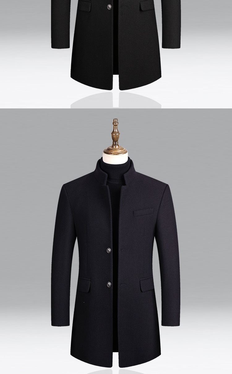 Men's Thickened Stand Collar Overcoat