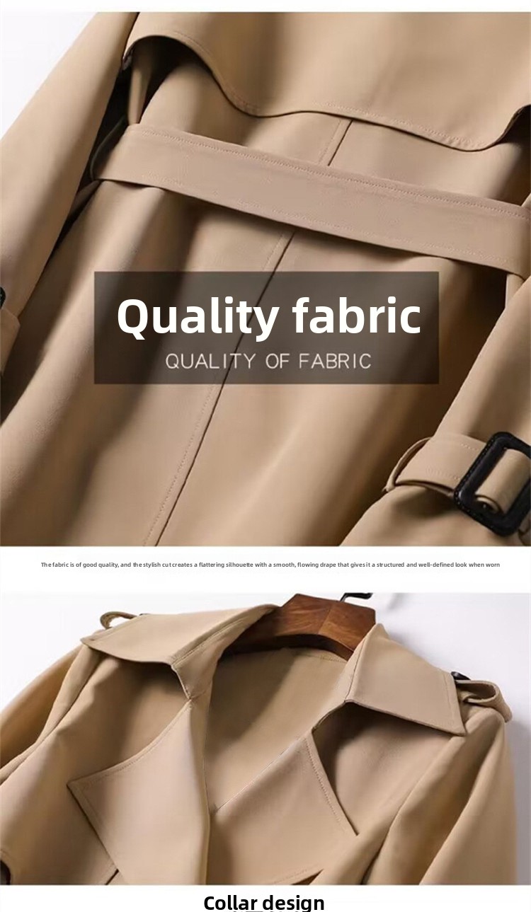 Women's Double-Breasted Lapel Long Sleeve Trench Coat