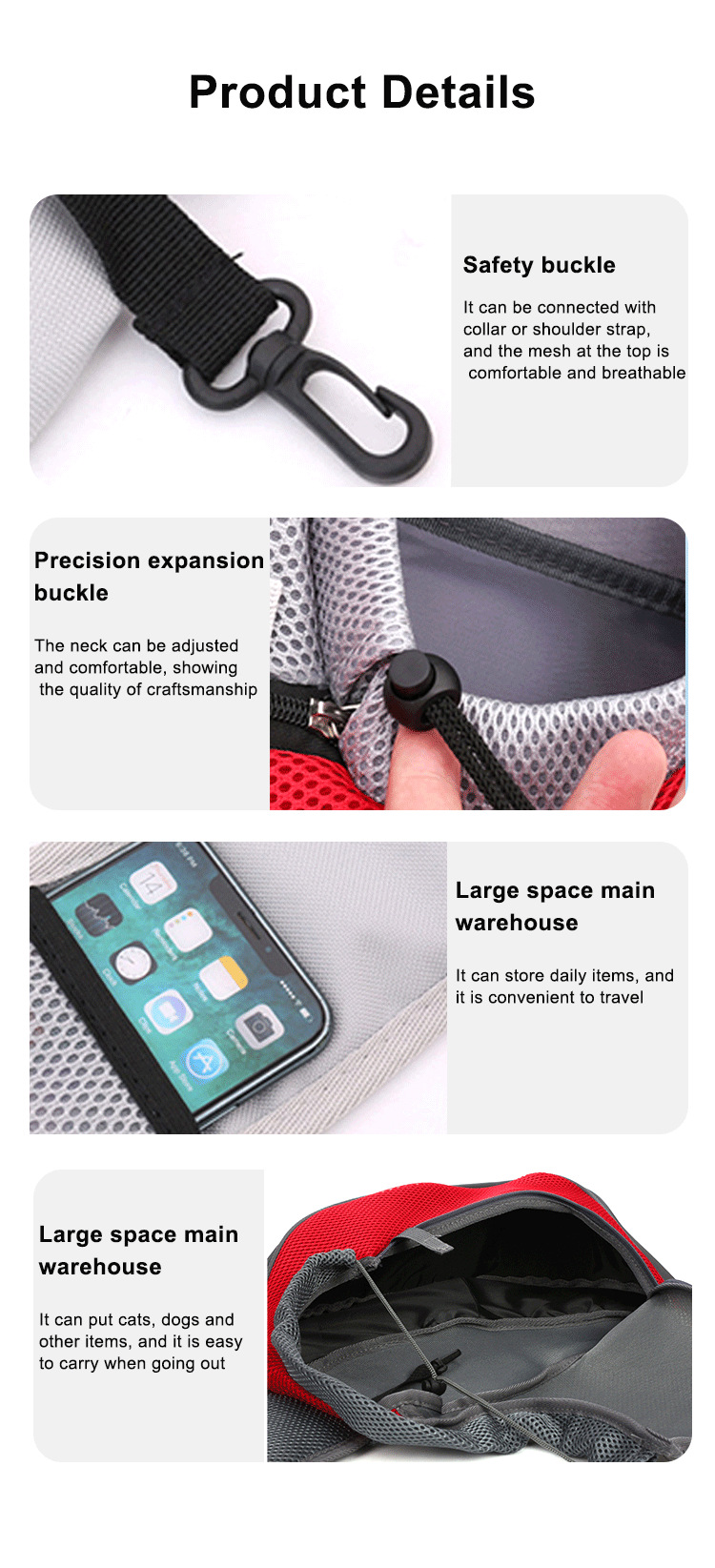 Breathable Oxford Pet Carrier Crossbody Shoulder Bag for Cats and Small Dogs