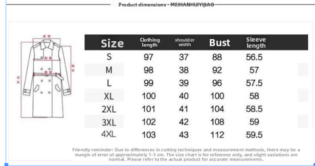 Women's Double-Breasted Lapel Long Sleeve Trench Coat