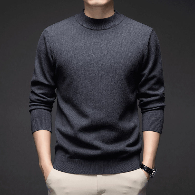 Men's Half-Turtleneck Slim-Fit Fleece-Lined Knit Sweater