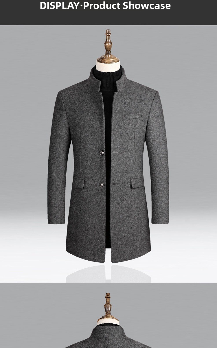 Men's Thickened Stand Collar Overcoat