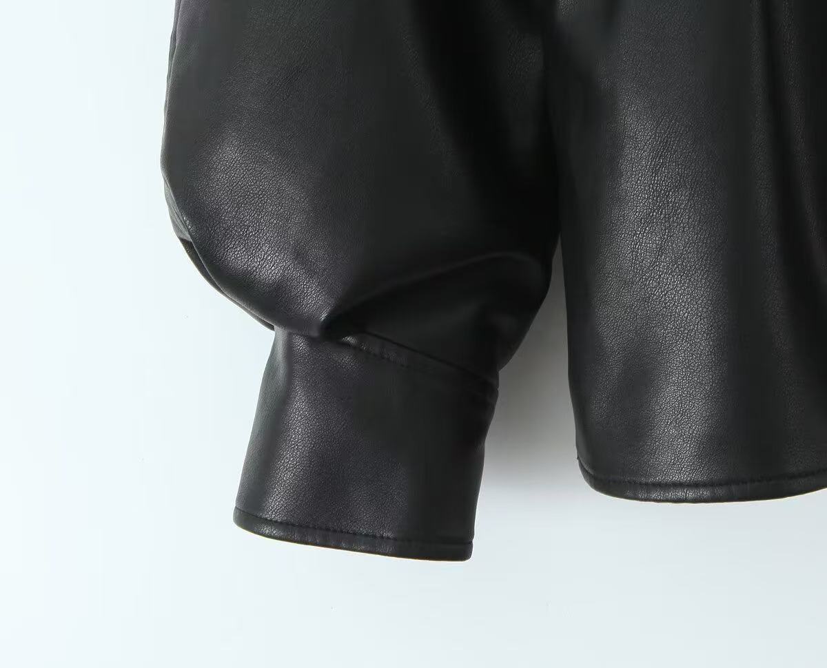 Double Collar Slim Jacket Leather Jacket Wallet