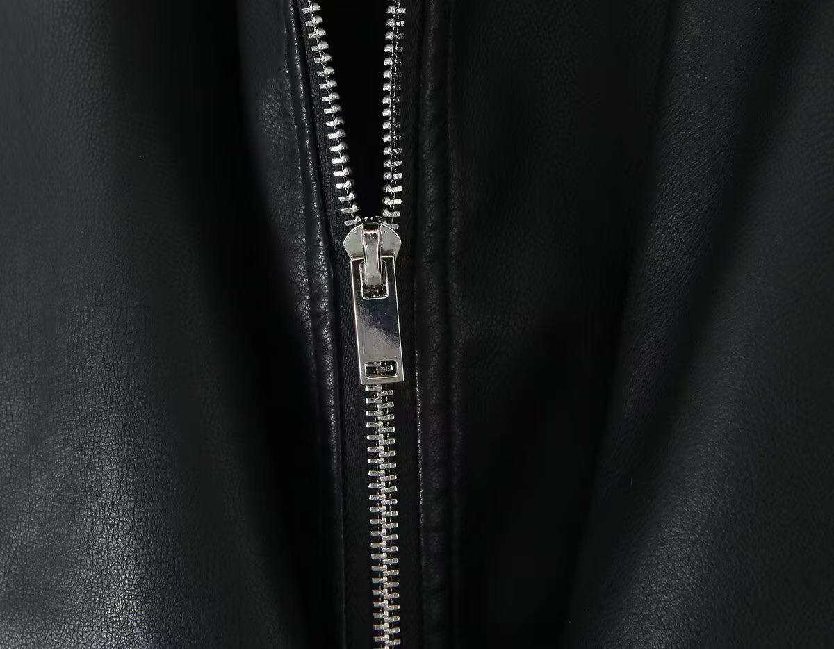 Double Collar Slim Jacket Leather Jacket Wallet