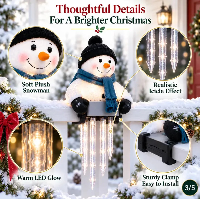 Winter Snowman Santa Icicle String Lights