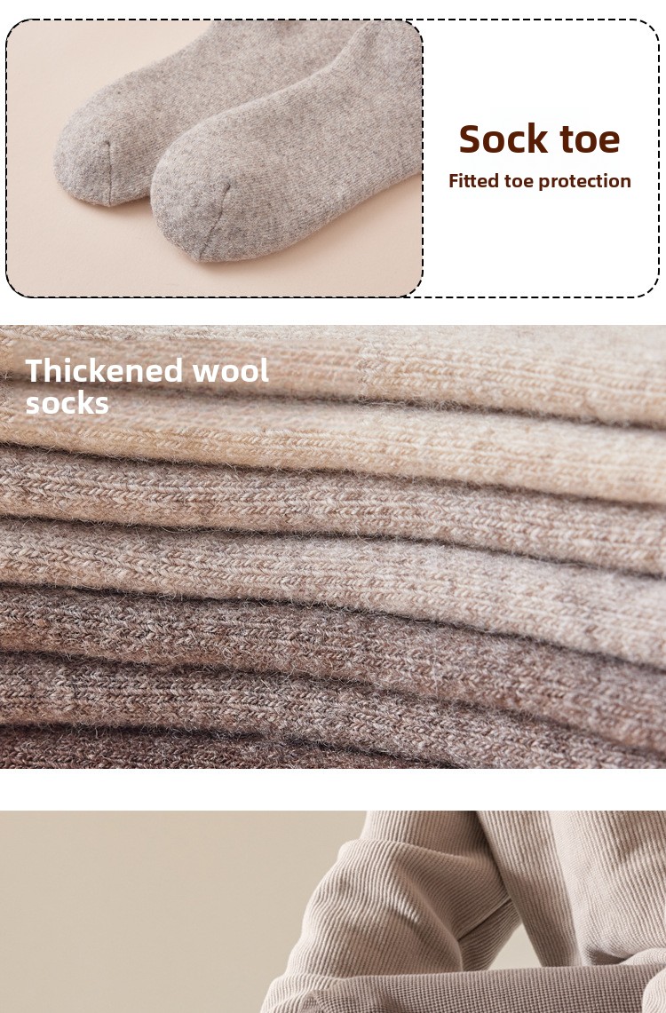 Merino Wool Hiking Socks Men Thickened Fleece Lined Warm Long