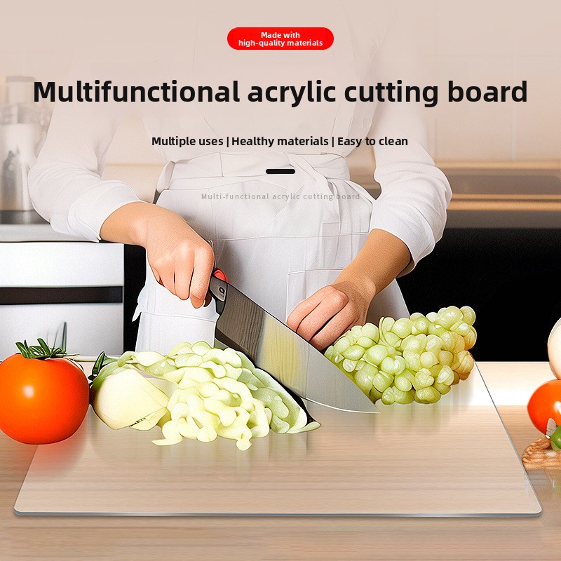 Food-Grade Acrylic Cutting Board, Reversible Anti-Mildew Fruit Vegetable Chopping Mat with Bent Edge for Kitchen Counter