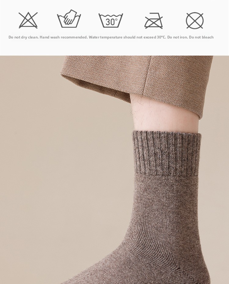 Merino Wool Hiking Socks Men Thickened Fleece Lined Warm Long