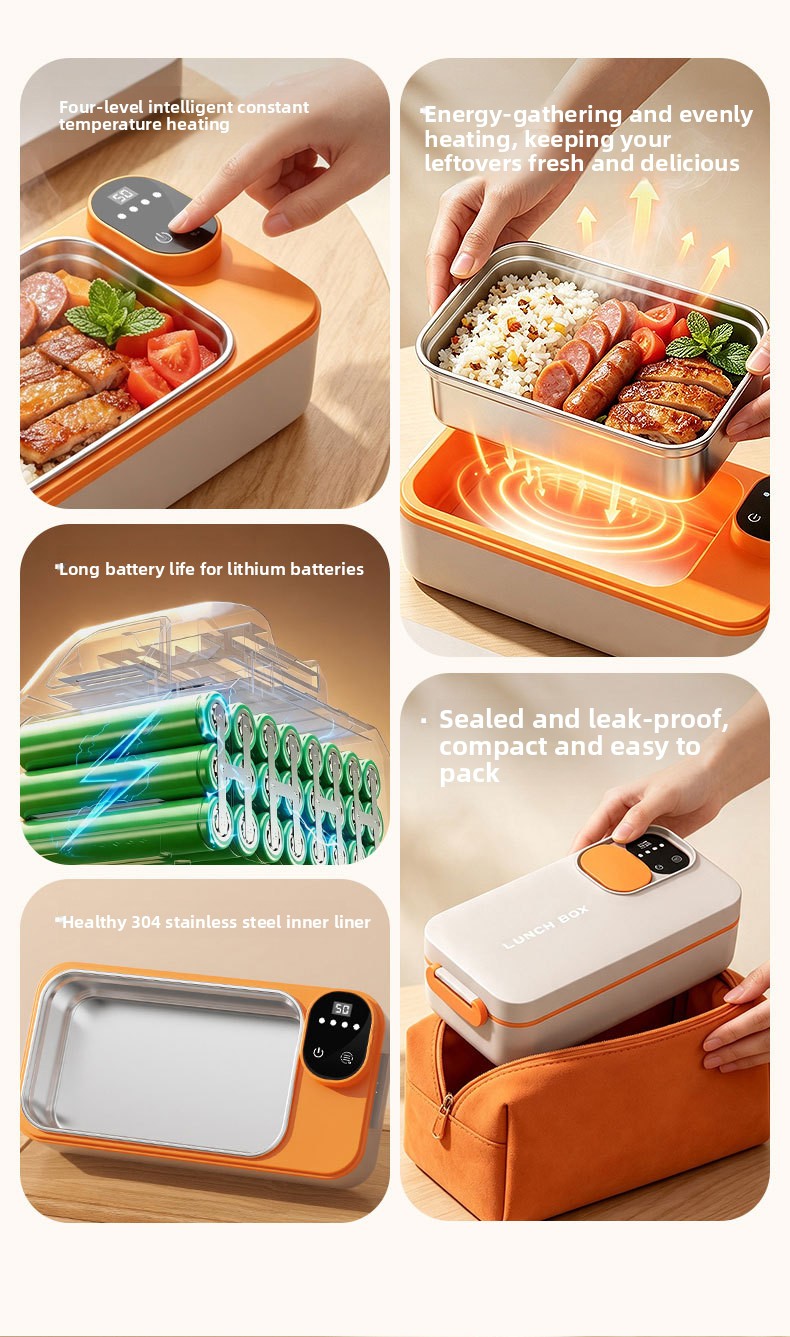 Portable Rechargeable Wireless Heating Lunch Box