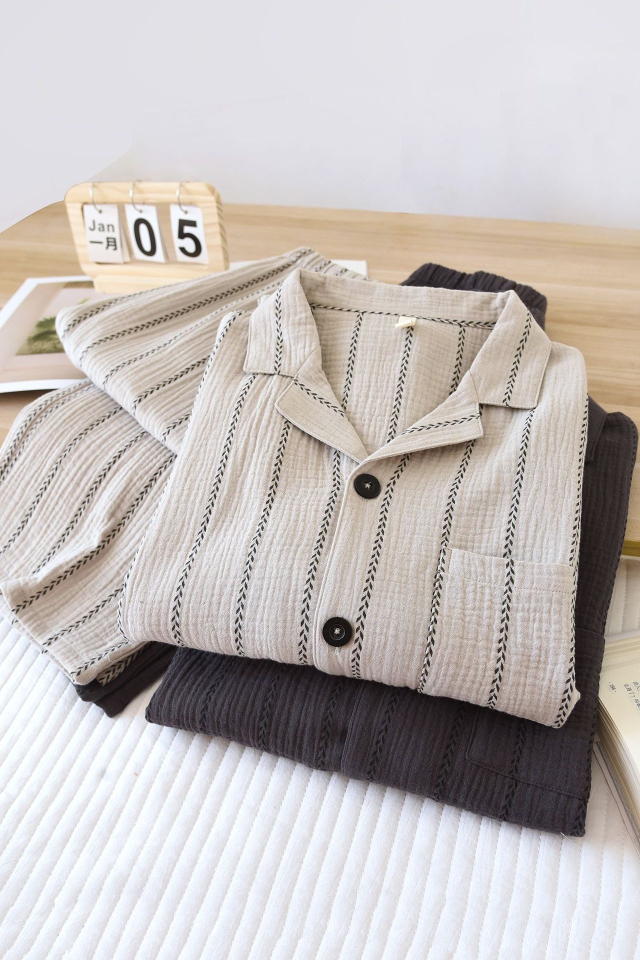 Striped pajamas for men