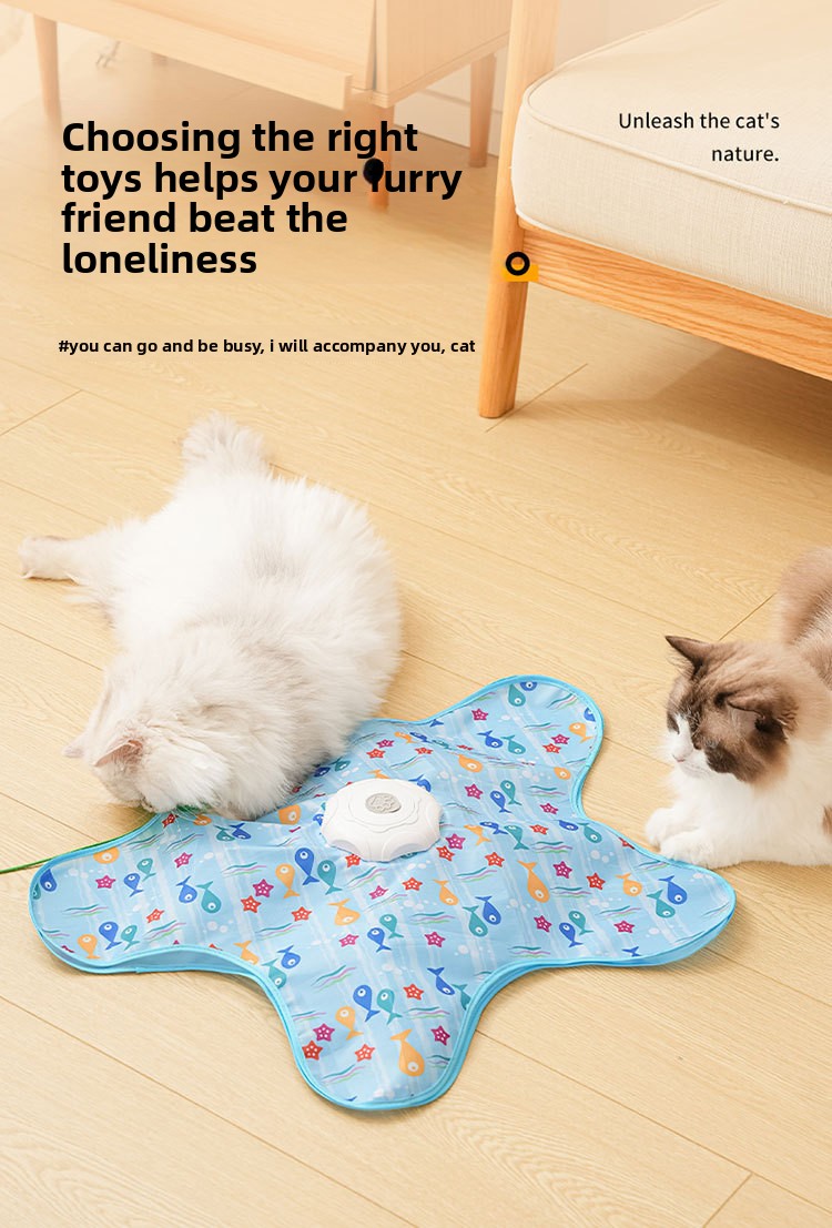 Interactive Automatic Cat Toy Hide and Seek Cover with Replaceable Teaser Wand
