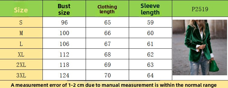 Women's Velvet Slim-Fit Double-Breasted Blazer Long Sleeve Elegant Jacket
