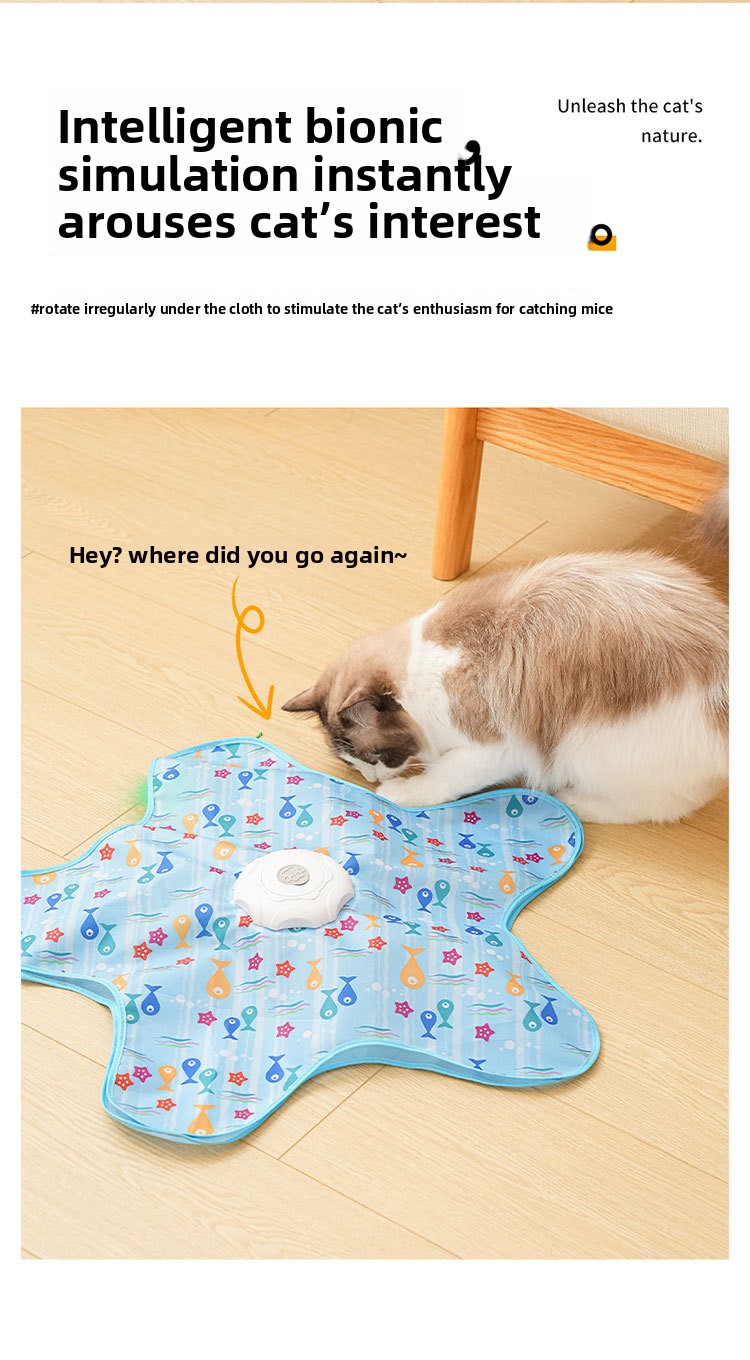 Interactive Automatic Cat Toy Hide and Seek Cover with Replaceable Teaser Wand