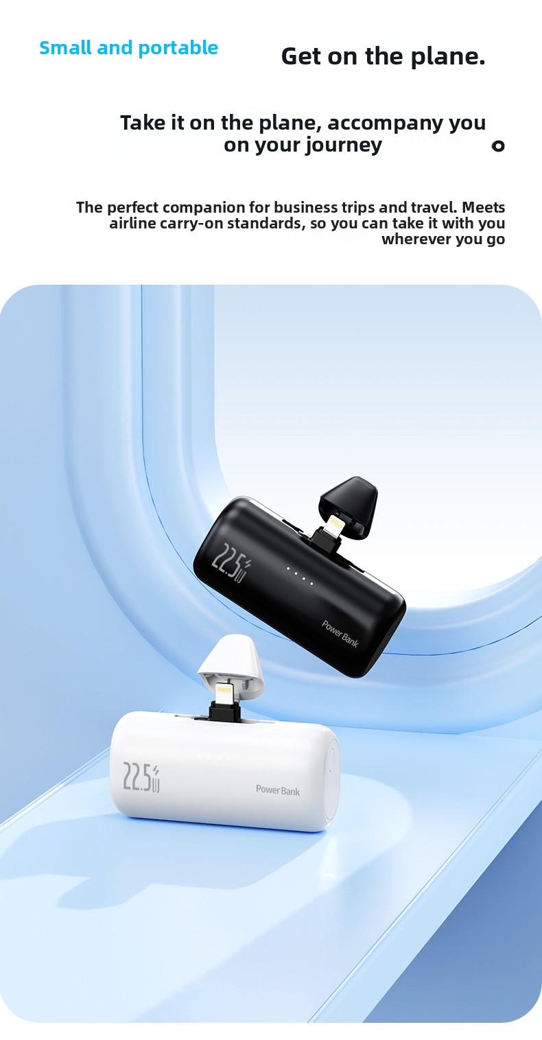 5000mAh Compact Portable Power Bank with Hidden Dual Connectors Fast Charging
