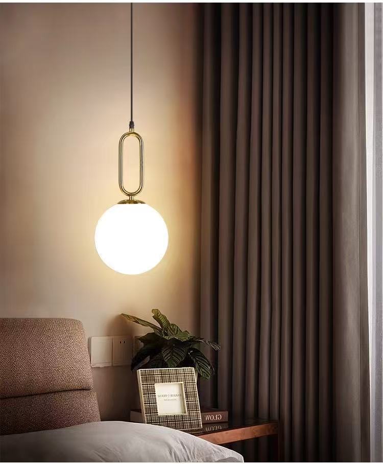 Modern Minimalist Single-Head Glass Hanging Pendant Lamp for Bedroom Corridor