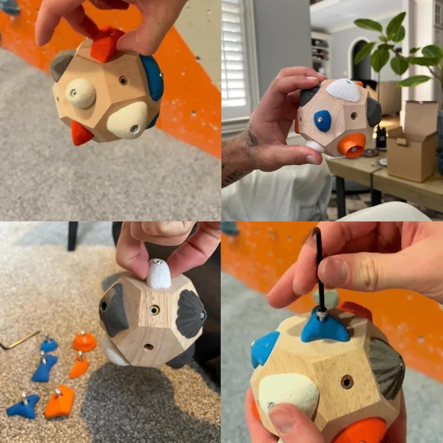Handcrafted Wooden Boulder Block for Grip Strength and Accuracy Training