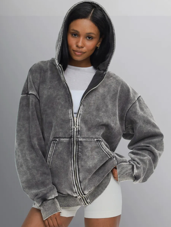 Men's Heavyweight Fleece-Lined Vintage Washed Hoodie Loose Fit Streetwear Sweatshirt