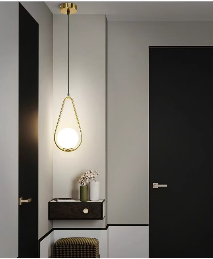 Modern Minimalist Single-Head Glass Hanging Pendant Lamp for Bedroom Corridor