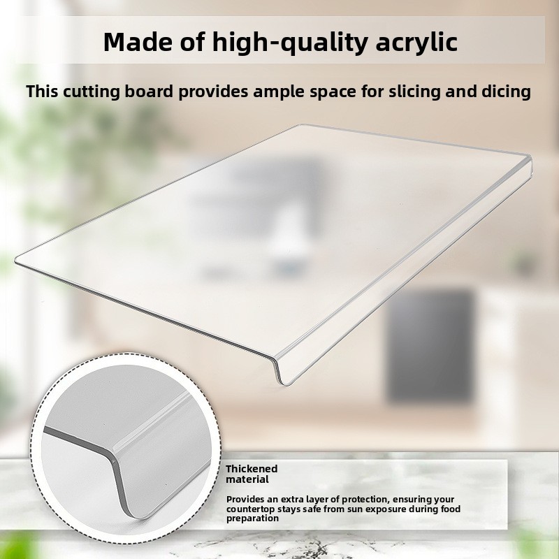 Food-Grade Acrylic Cutting Board, Reversible Anti-Mildew Fruit Vegetable Chopping Mat with Bent Edge for Kitchen Counter