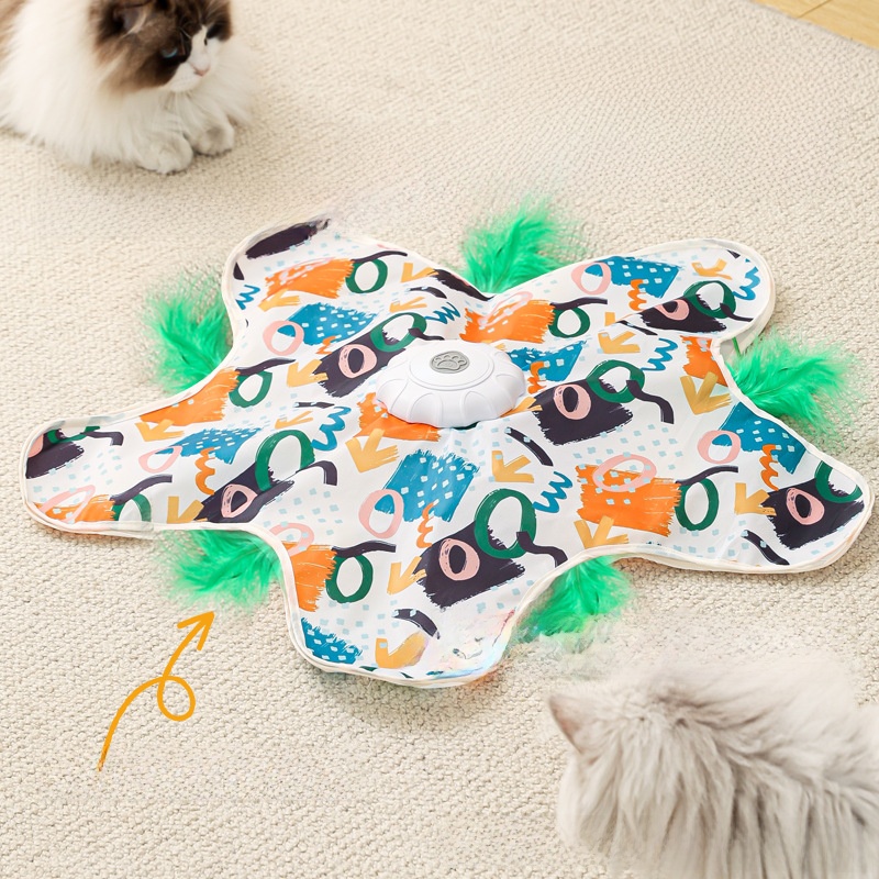 Interactive Automatic Cat Toy Hide and Seek Cover with Replaceable Teaser Wand