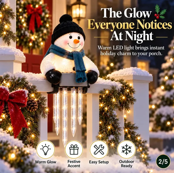 Winter Snowman Santa Icicle String Lights