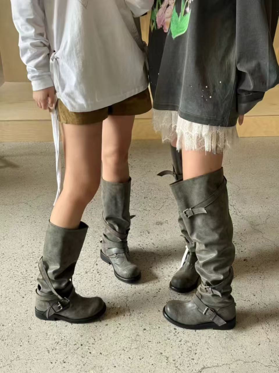 Women's Niche Korean Design Wide-Calf Over-the-Knee Chunky Heel Riding Boots