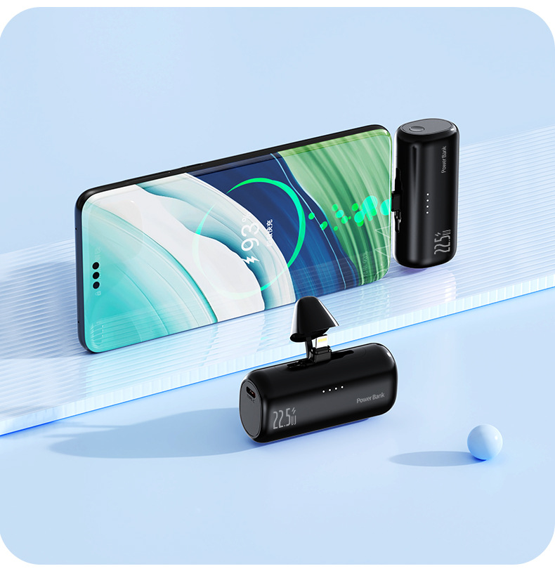 5000mAh Compact Portable Power Bank with Hidden Dual Connectors Fast Charging