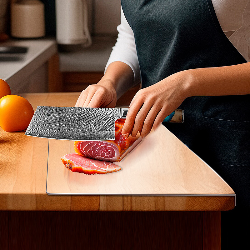 Food-Grade Acrylic Cutting Board, Reversible Anti-Mildew Fruit Vegetable Chopping Mat with Bent Edge for Kitchen Counter