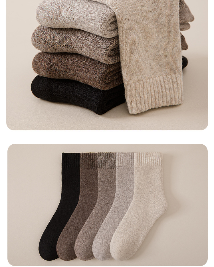 Merino Wool Hiking Socks Men Thickened Fleece Lined Warm Long