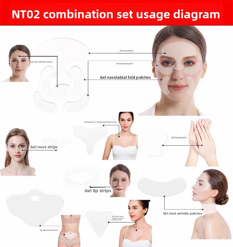 Anti-wrinkle lifting and firming T-shaped chest pad