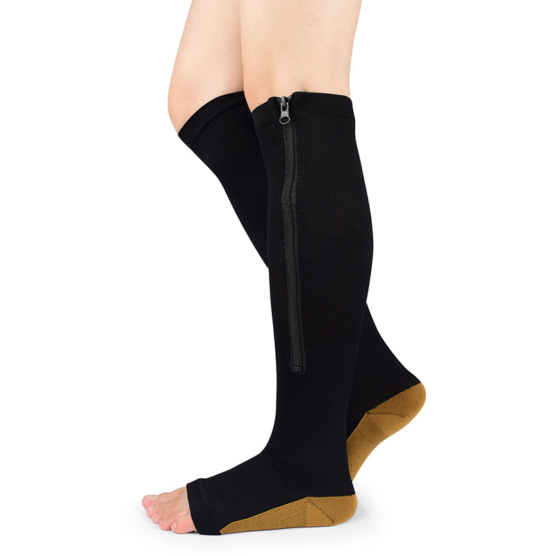 Zipper Closure Graduated Compression Socks for Sports and Recovery