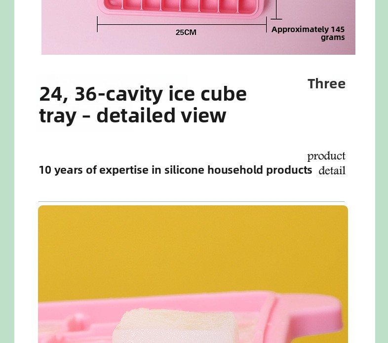 Food Grade Silicone Ice Cube Mold with Lid, Flexible Quick-Freeze Ice Tray, Easy-Release Design
