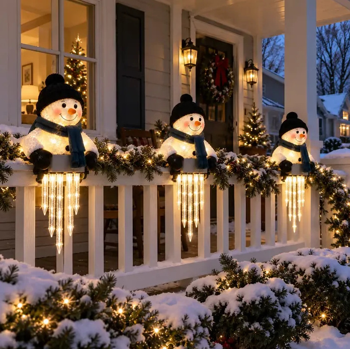 Winter Snowman Santa Icicle String Lights