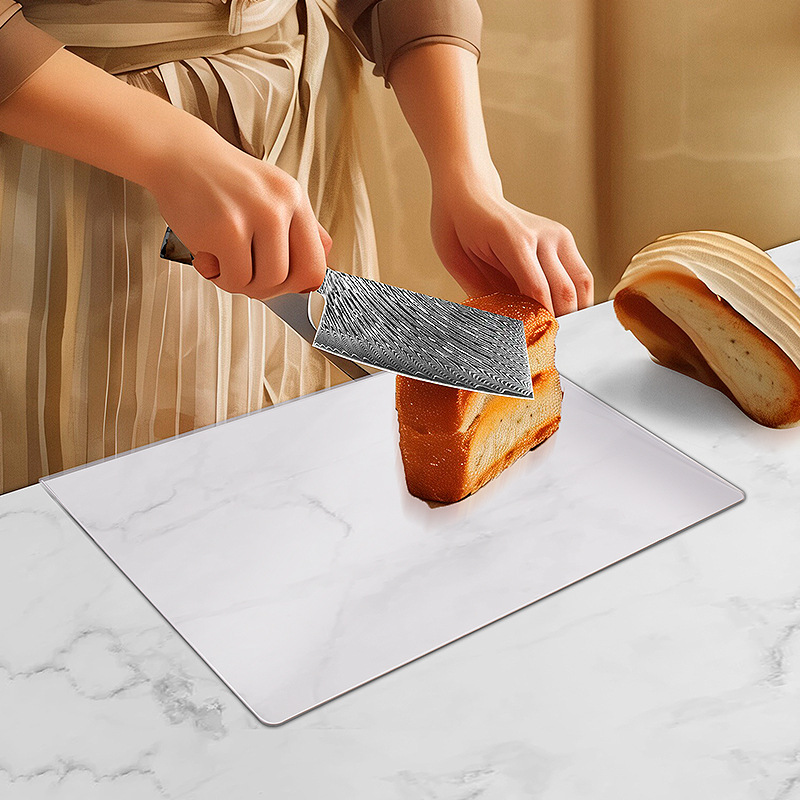Food-Grade Acrylic Cutting Board, Reversible Anti-Mildew Fruit Vegetable Chopping Mat with Bent Edge for Kitchen Counter