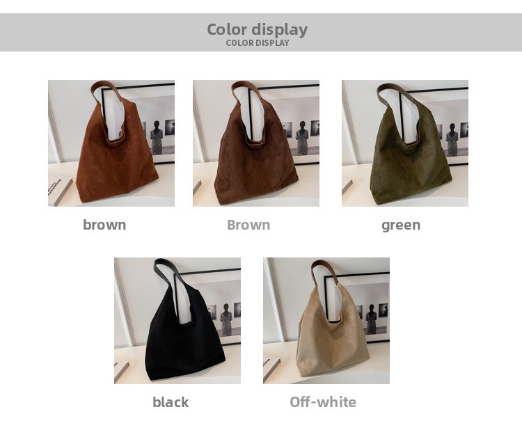 Retro Soft Suede Magnetic Buckle Large Capacity Bucket Shoulder Bag for Women