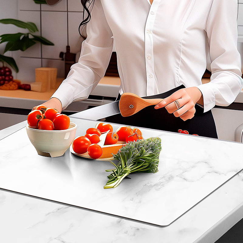 Food-Grade Acrylic Cutting Board, Reversible Anti-Mildew Fruit Vegetable Chopping Mat with Bent Edge for Kitchen Counter