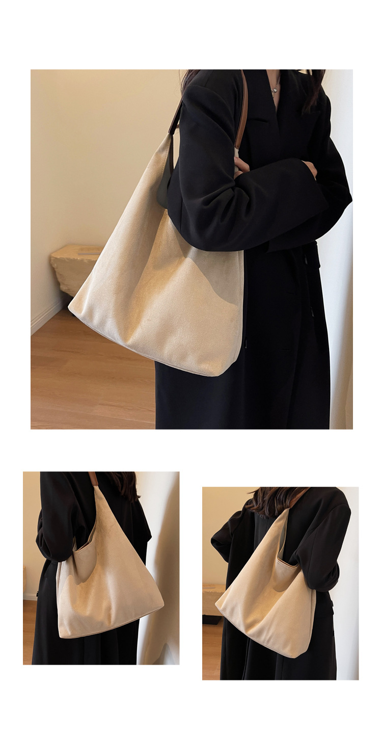 Retro Soft Suede Magnetic Buckle Large Capacity Bucket Shoulder Bag for Women
