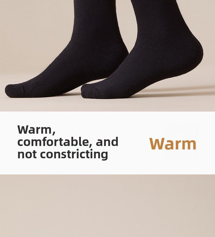 Merino Wool Hiking Socks Men Thickened Fleece Lined Warm Long