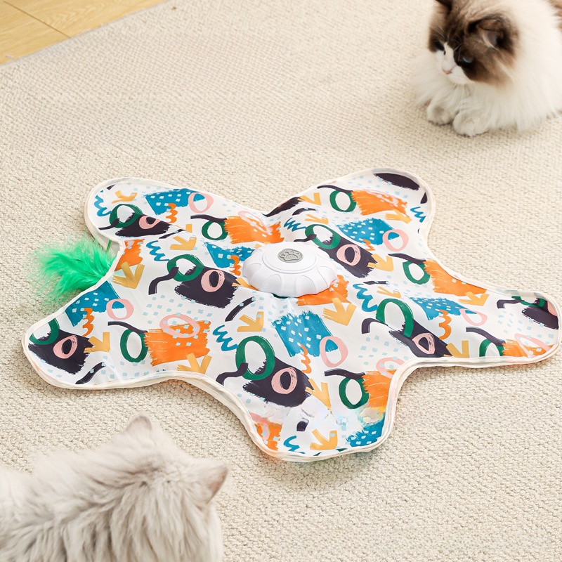 Interactive Automatic Cat Toy Hide and Seek Cover with Replaceable Teaser Wand