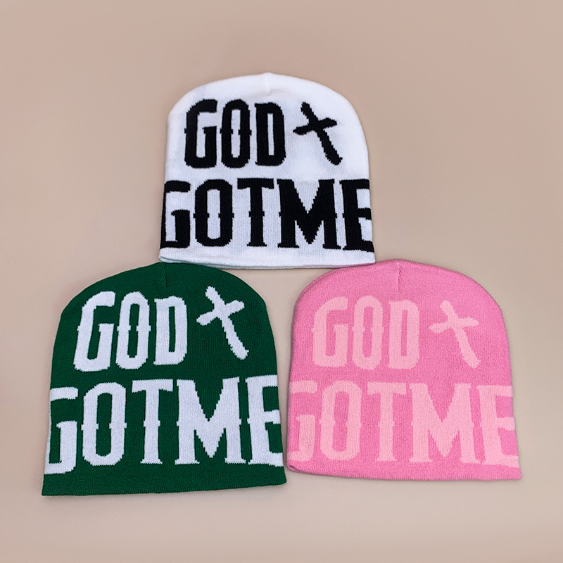 Letter Color Block Knit Beanie Hat Unisex Hip Hop Skull Cap