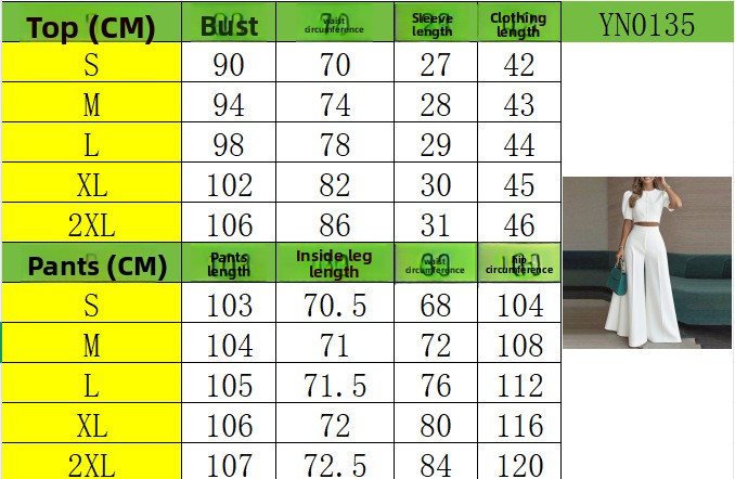 Women's Two-Piece Set Short Top Wide Leg Pants Casual Elegant Summer