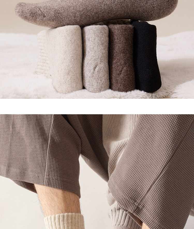 Merino Wool Hiking Socks Men Thickened Fleece Lined Warm Long