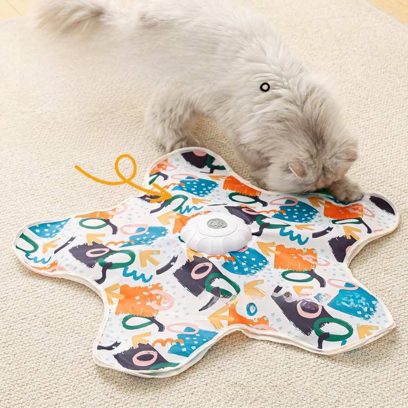 Interactive Automatic Cat Toy Hide and Seek Cover with Replaceable Teaser Wand