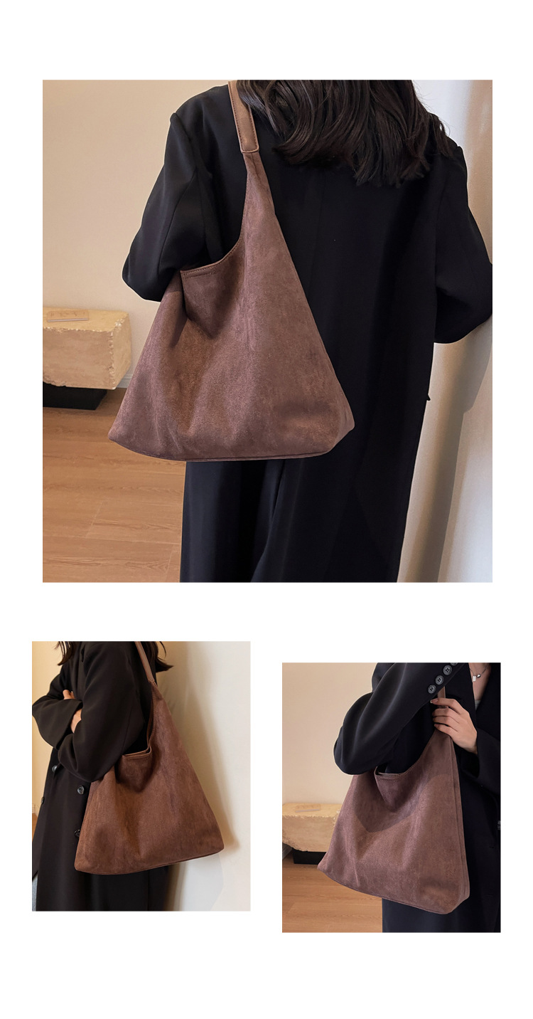 Retro Soft Suede Magnetic Buckle Large Capacity Bucket Shoulder Bag for Women