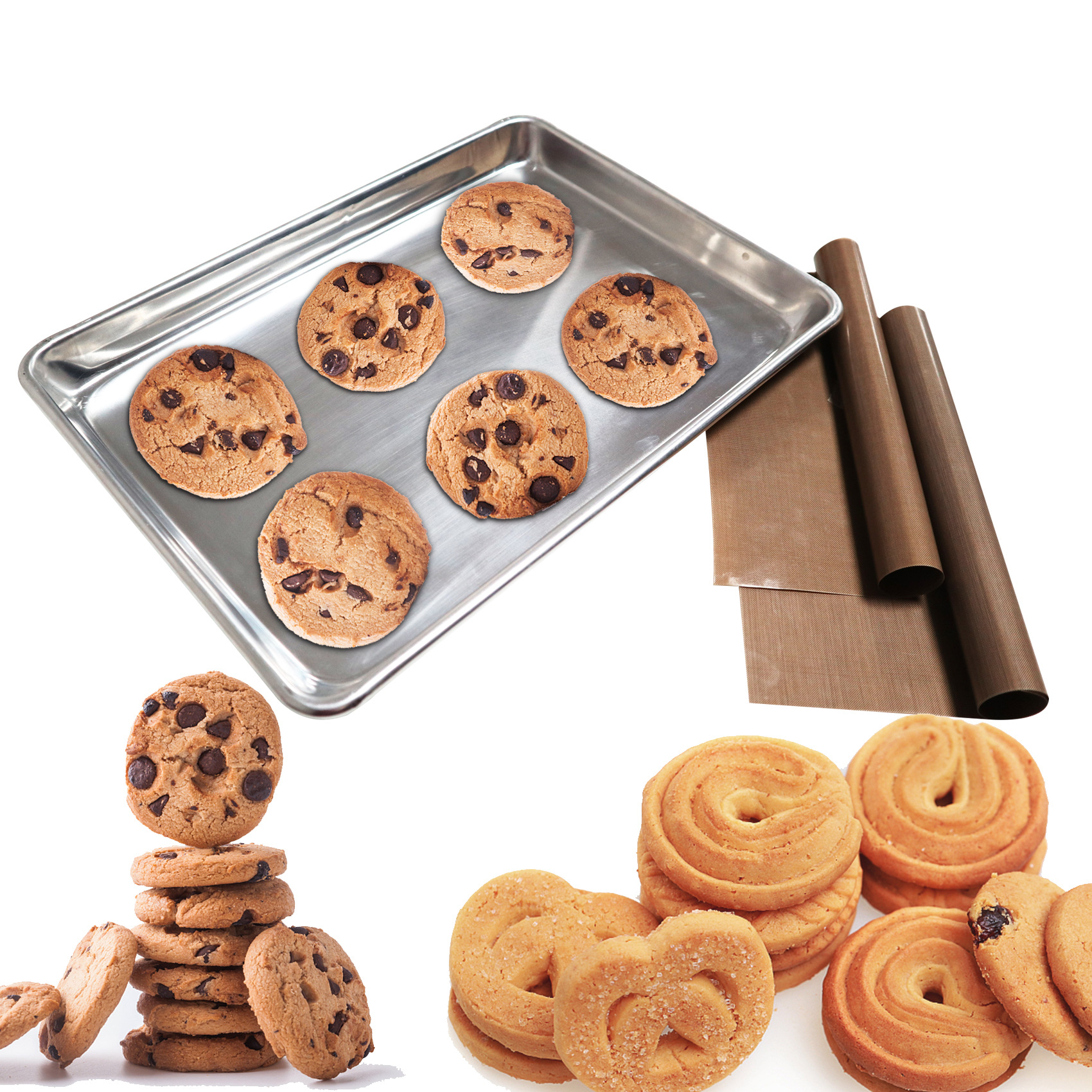 Thick 1mm Aluminum Alloy Baking Tray, Perforated Oven Pan, Bread Cake Sheet, American Style, Multiple Sizes