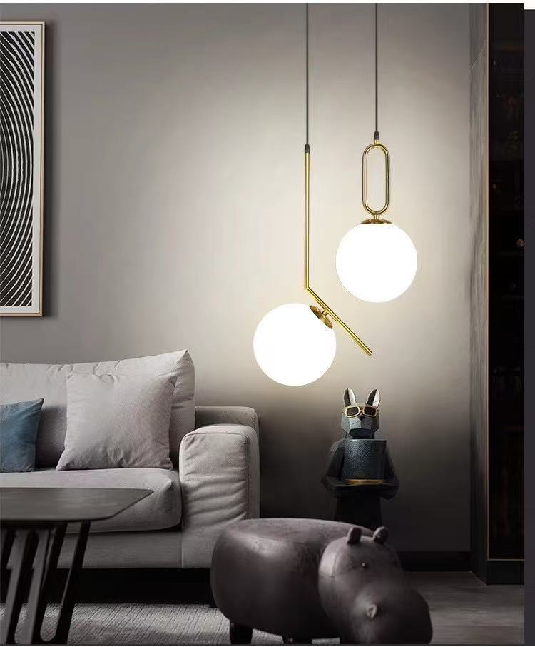 Modern Minimalist Single-Head Glass Hanging Pendant Lamp for Bedroom Corridor