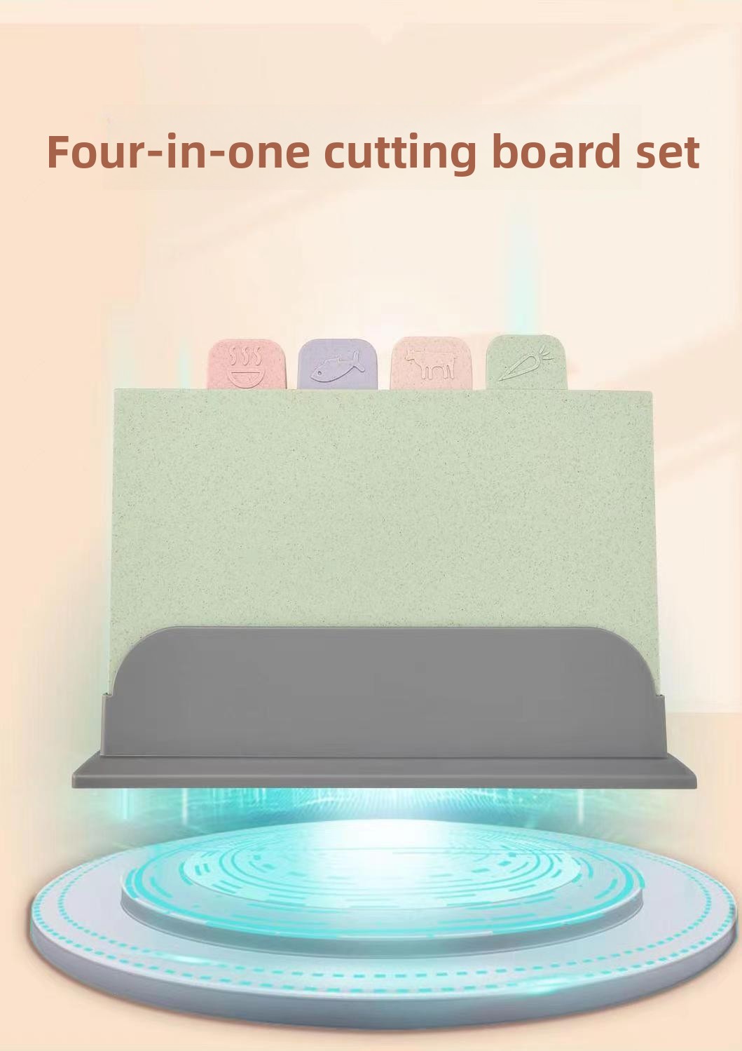 Baby Food Grade PP Cutting Board Set with Storage Rack Kitchen Classified Mildew-Proof Chopping Board