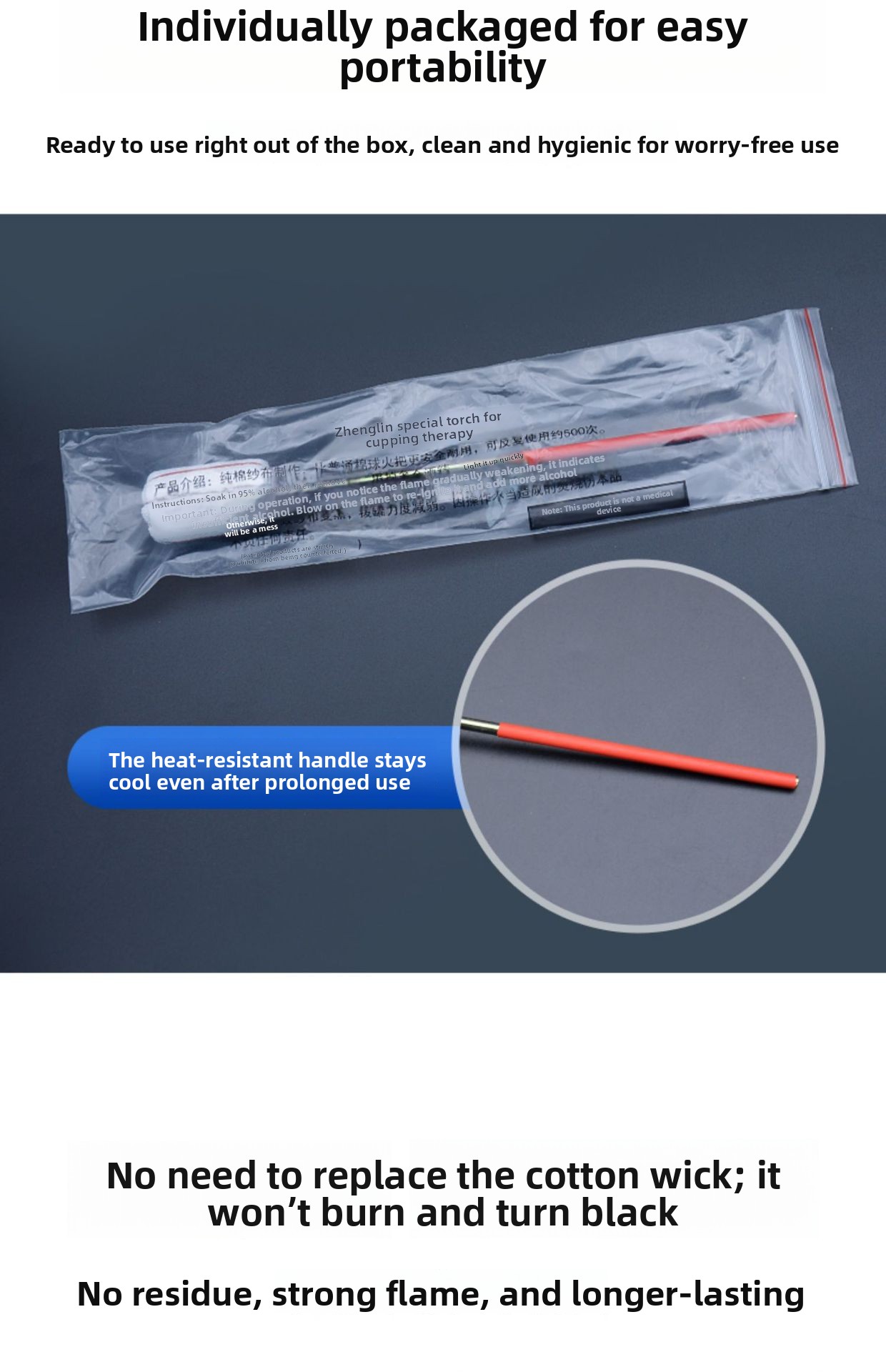 Reusable Gauze Cupping Ignition Stick Anti-Scald Fire Torch Tool for Alcohol Bottle