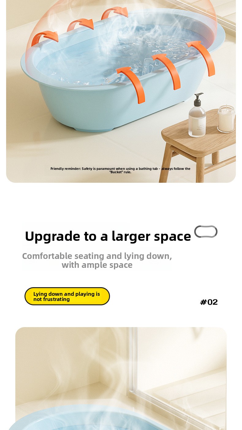Thickened Non-Slip Plastic Baby Bathtub Long Shaped Children Bath Basin