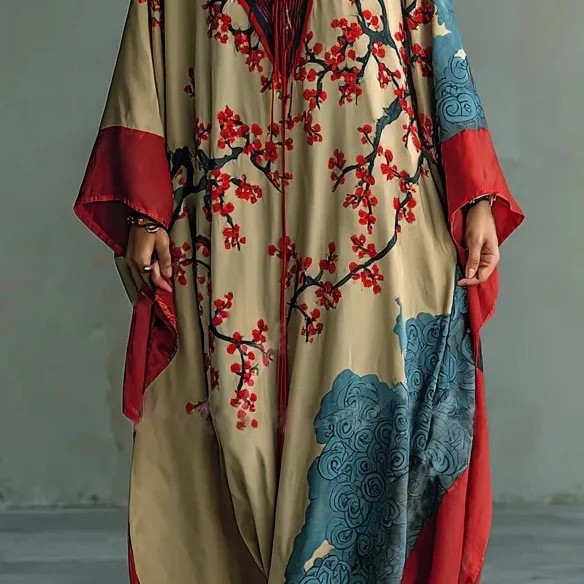 Floral-print loungewear robe